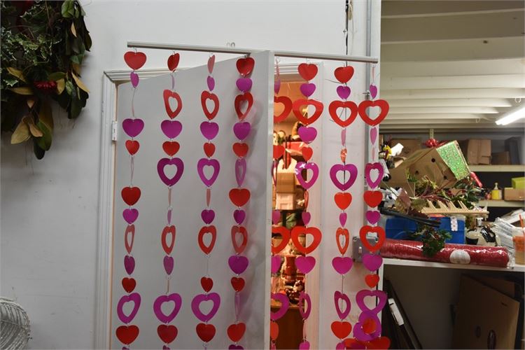 Seven (7) Decorative Heart Curtain Panels
