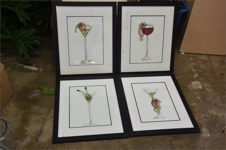 Four (4) Framed Cocktail Prints