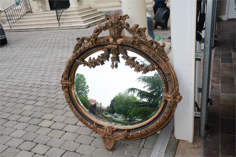 Large Composition Decorative Gilt Mirror in Baroque Style