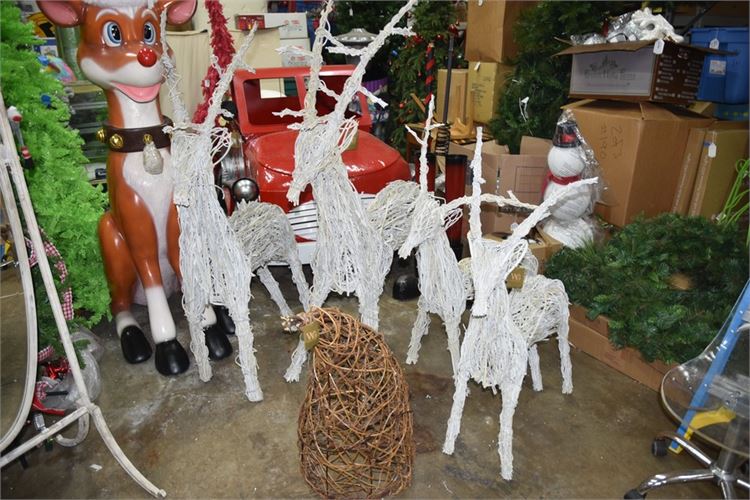 Group Decorative Reindeer Figures