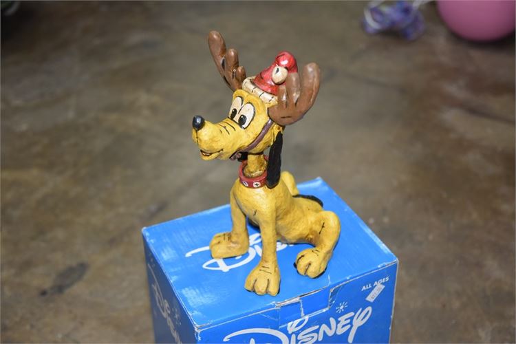 Disney Reindeer Pluto Vintage Holiday Sculpture Hand-Made Hand-Painted 9" Tall