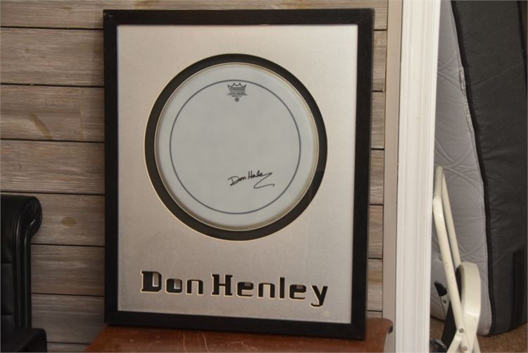 Framed Don Henley Autographed Drum Head With COA
