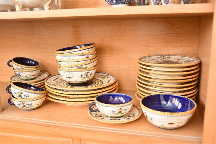 Blue and Yellow Patterned Tea Service