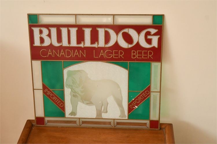 BULLDOG CANADIAN LAGER BEER Leaded Glass Panel