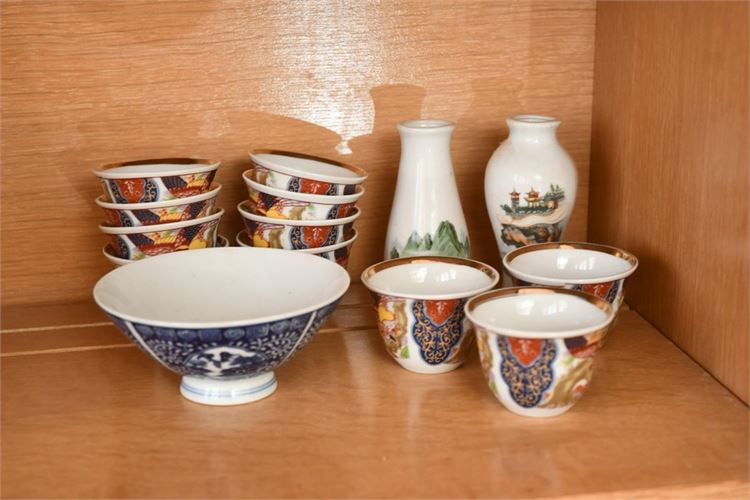 Group Asian Bowls and Small Vases