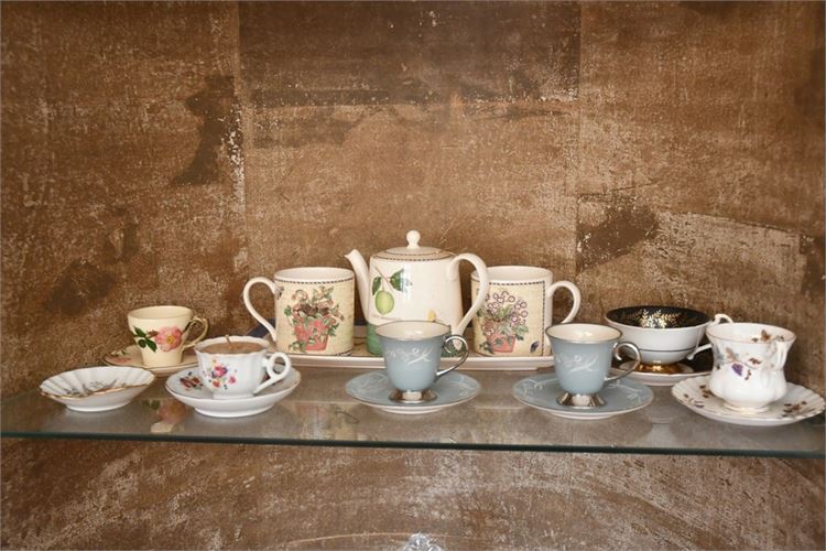 Group Teacups and Saucers By Wedgewood and Others