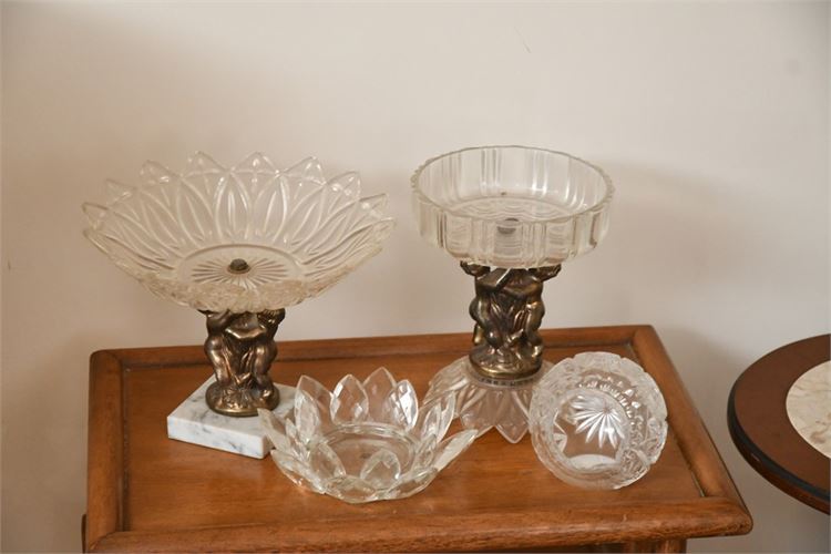 Group Vintage Glass Table Top Objects