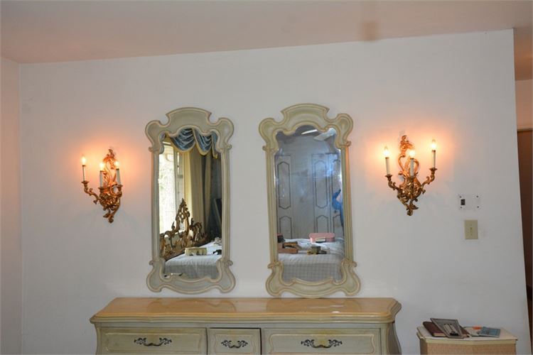 Pair Gilt Electric wall Sconces
