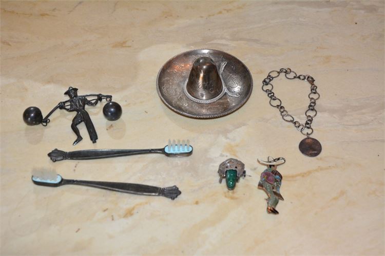 Group Sterling Silver Items (note two tooth Brushes Removed)