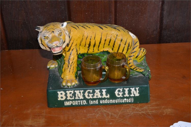 Vintage Bengal Gin Figural Tiger Trade Advertising Display / Bottle Coaster