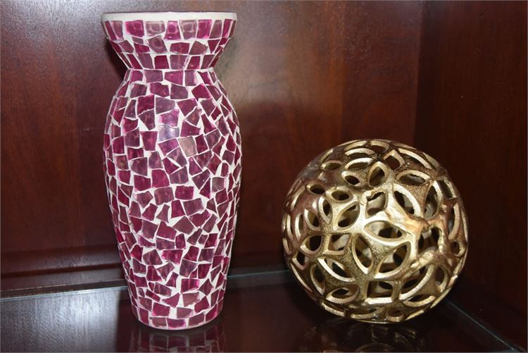 Tile Vase and Decorative Sphere