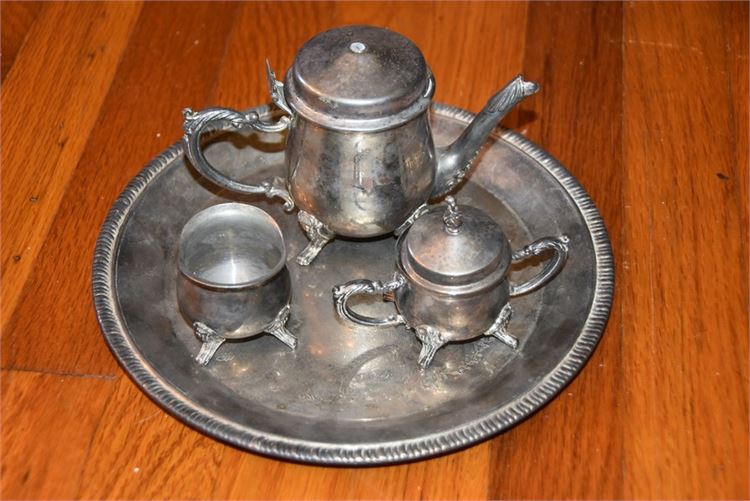 Group Silver Plated Tea Service Items