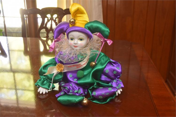 Porcelain Mardi Gras Jester China Doll