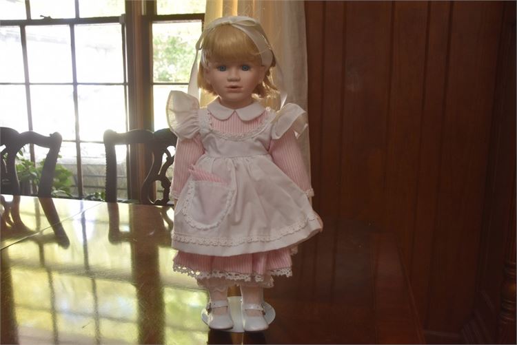 Delton Products Corp Fine collectible 17" Porcelain Dollw/ Stand