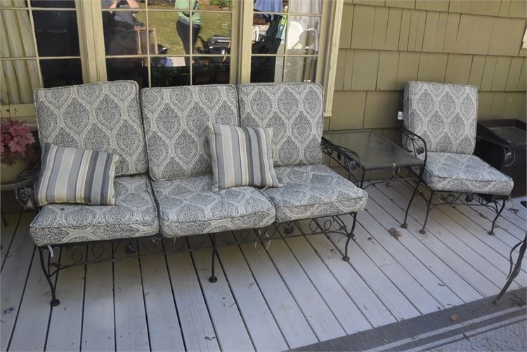 Metal Outdoor Living Set With Cushions and Throw Pillows