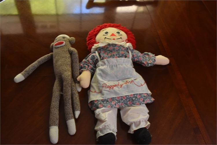 Vintage Raggedy Ann From Applause + Classic Sock Monkey
