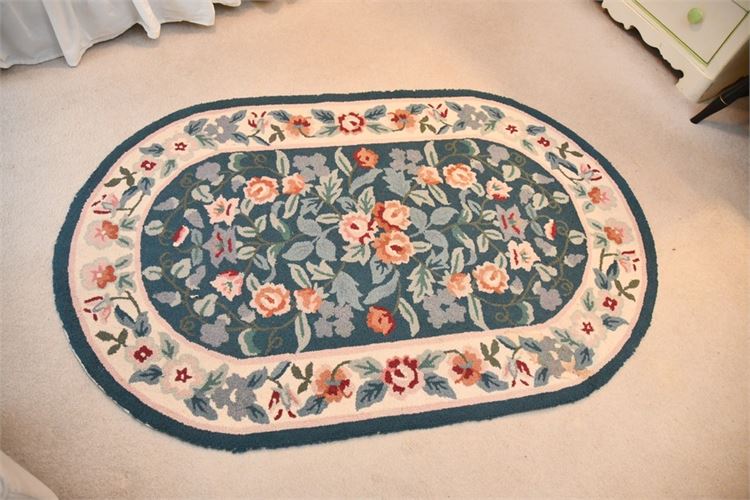 Floral Pattern Oval Rug