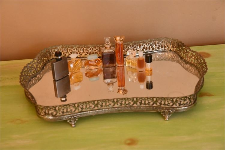 Mirrored Tray and Perfume Bottles