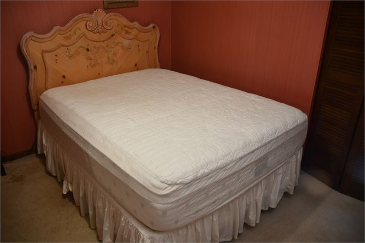 Vintage Painted Bed With Mattress and Bed Skirt