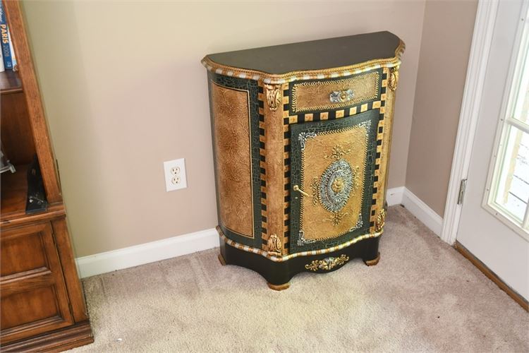 Ornate Painted Demilune Cabinet
