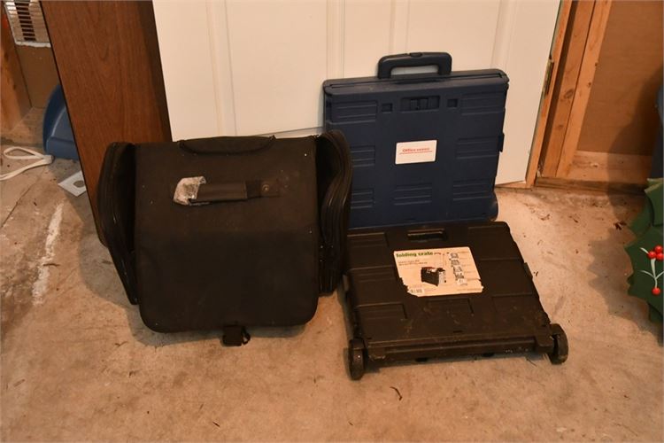 Two (2) Folding Crates and Duffle Bag