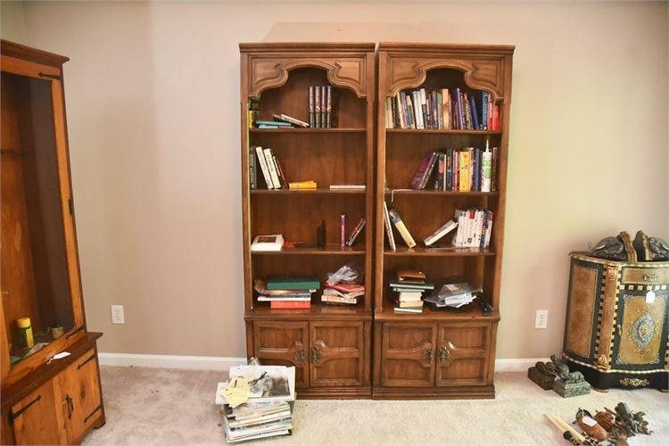 Pair Vintage Wooden Bookcases (Contents Not Included)