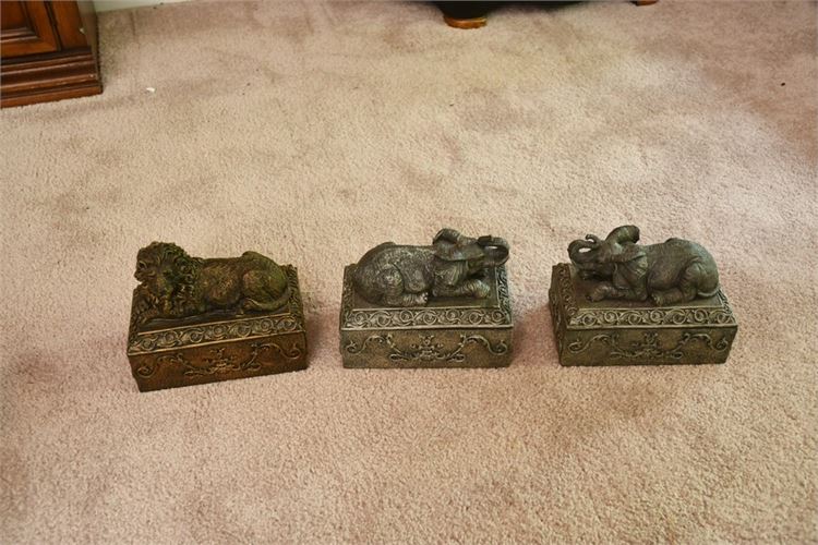 Three (3) Figural Animal Themed Boxes w/ Lids
