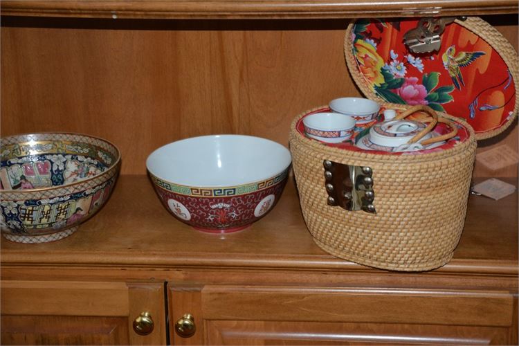 Group Asian items: Two (2) Bowls and Picnic set