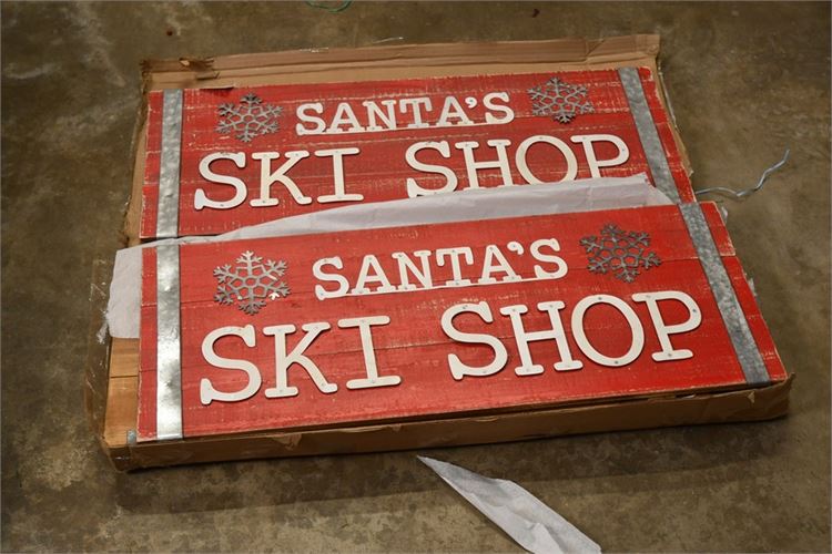 The Holiday Aisle Santa's Ski Shop Wood Wall Signs
