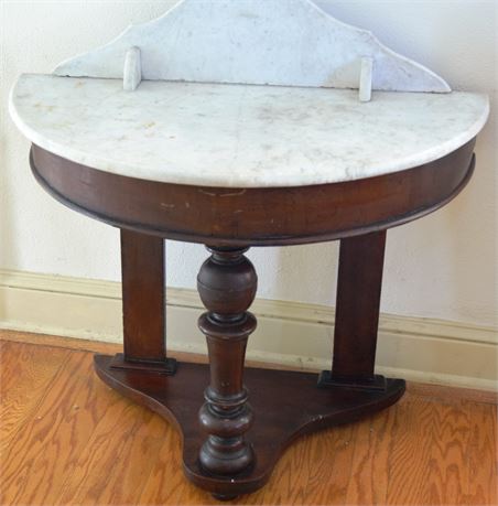 Marble Top Demilune Console