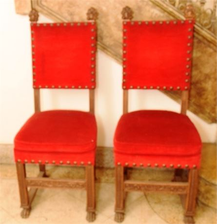 Two Red Upholstered Chairs