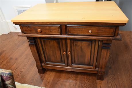 Butcher Block Top Double-Sided Kitchen Cabinet