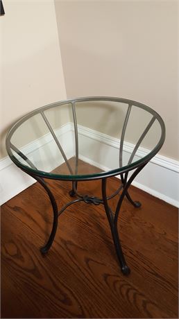 Round Glass Top Side Table