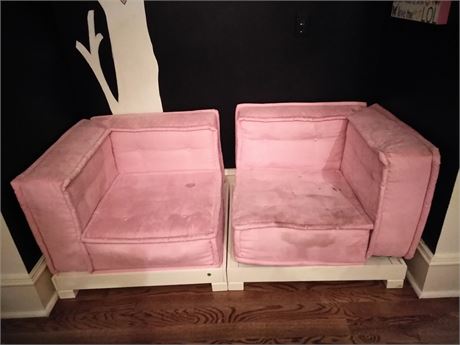 Sectional Love Seat with Pink Upholstery