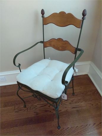 Wood and Wrought-iron armchair