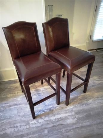 Pair of Leather Barstools