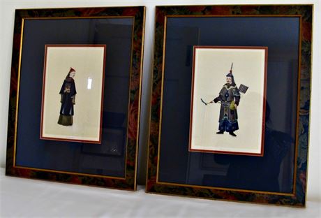 Two Framed Lithographs of Chinese Male Figures