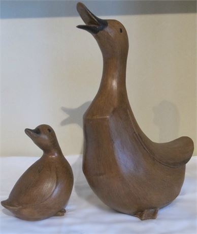 Two Chinese Carved Ducks