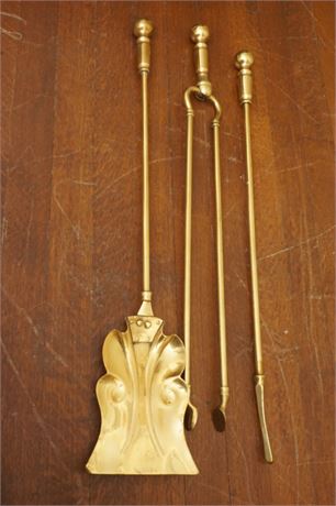 Solid Brass Fireplace Tools - 3 Piece Set