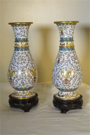 Matching Pair of Chinese Cloisonne Vases