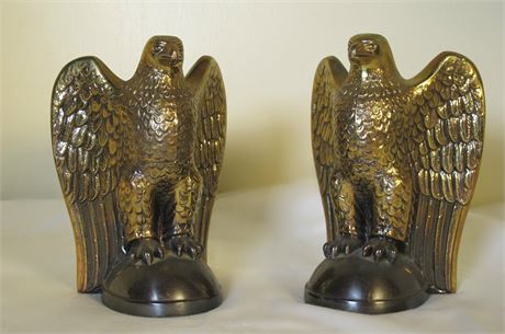 Pair Bronze Eagle Bookends