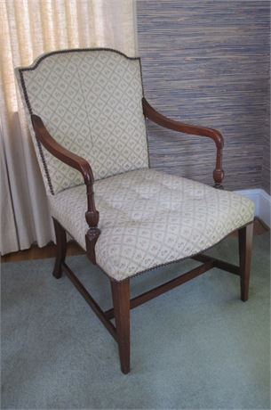 Walnut Framed Upholstered Armchair