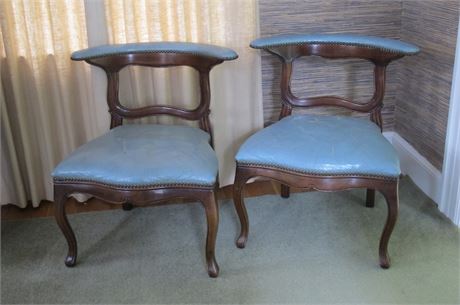 Pair of French Walnut Cock Fighting Chairs