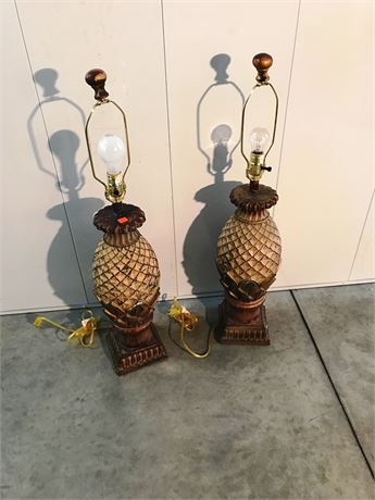 Pair Composition Pineapple Form Lamps