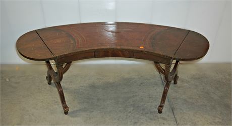 Leather Top Drop Leaf Kidney Table