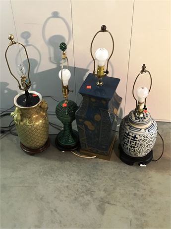 Four Asian Inspired Table Lamps