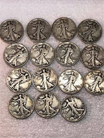 Ten Standing Liberty 1/2 Dollar Coins