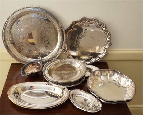 Group Lot of Silver Trays