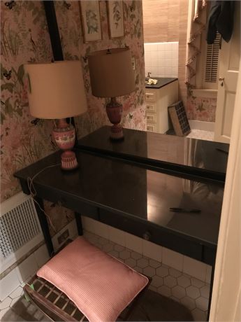 Painted Black Dressing Table with Wall Mirror