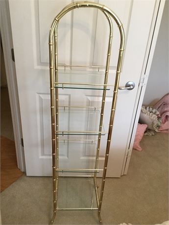 Brass and glass shelving unit